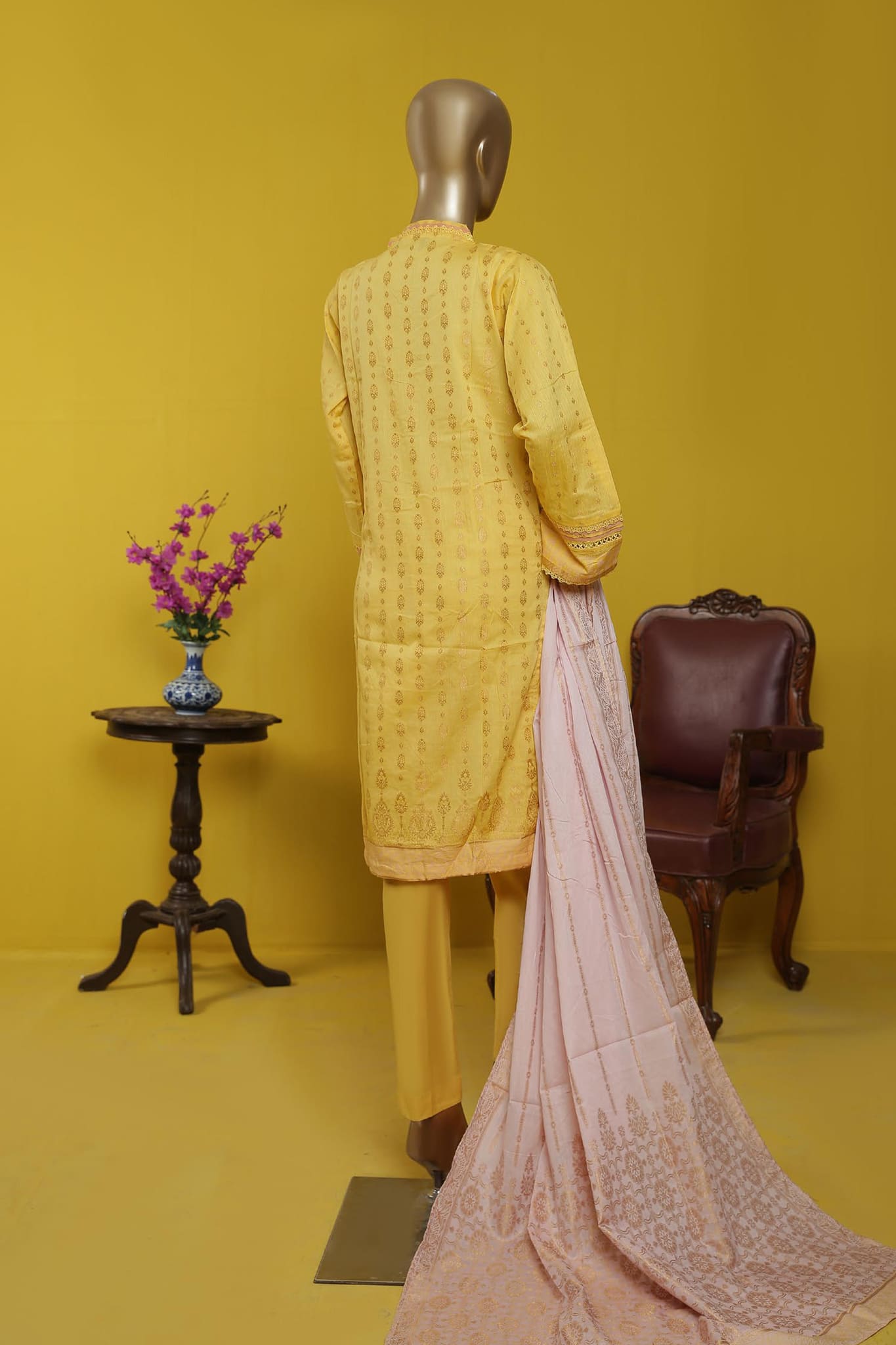 Bin Saeed Stitched 3 Piece Printed Jacquard Festive Collection'2023-BNS-2206-Yellow