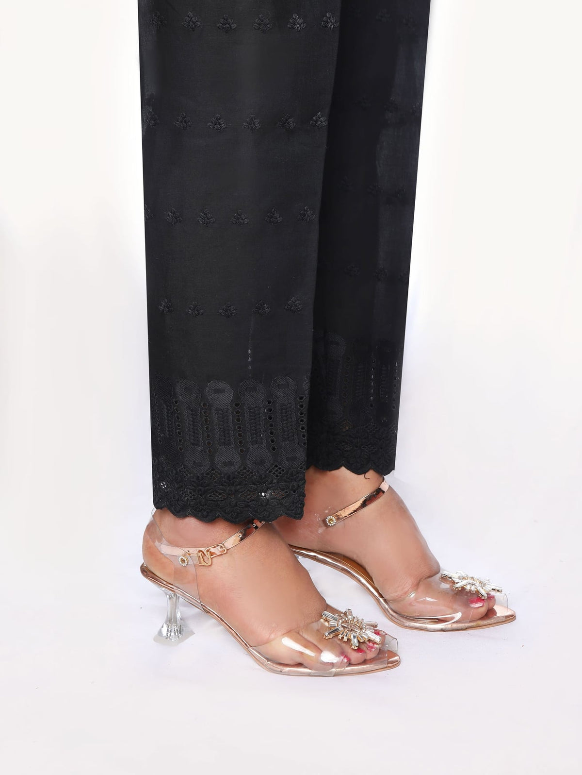 Sada Bahar Stitched Chikankari Emb Pret Cotton Trouser Collection'2022-TR-CK-Black