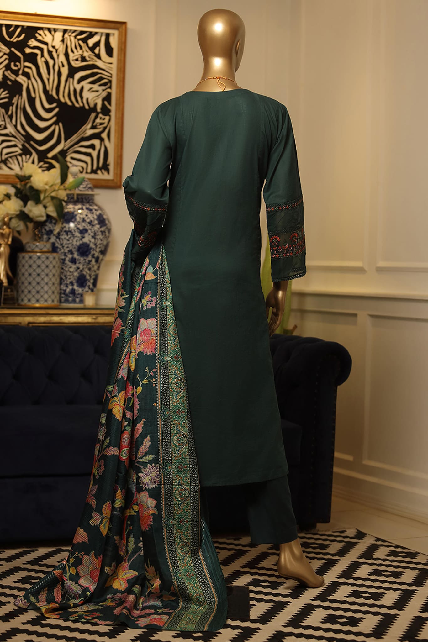 Mehtab by Bin Saeed Stitched 3 Piece Chikankari Cotton Vol-01 Collection'2022-ZW-14-Green