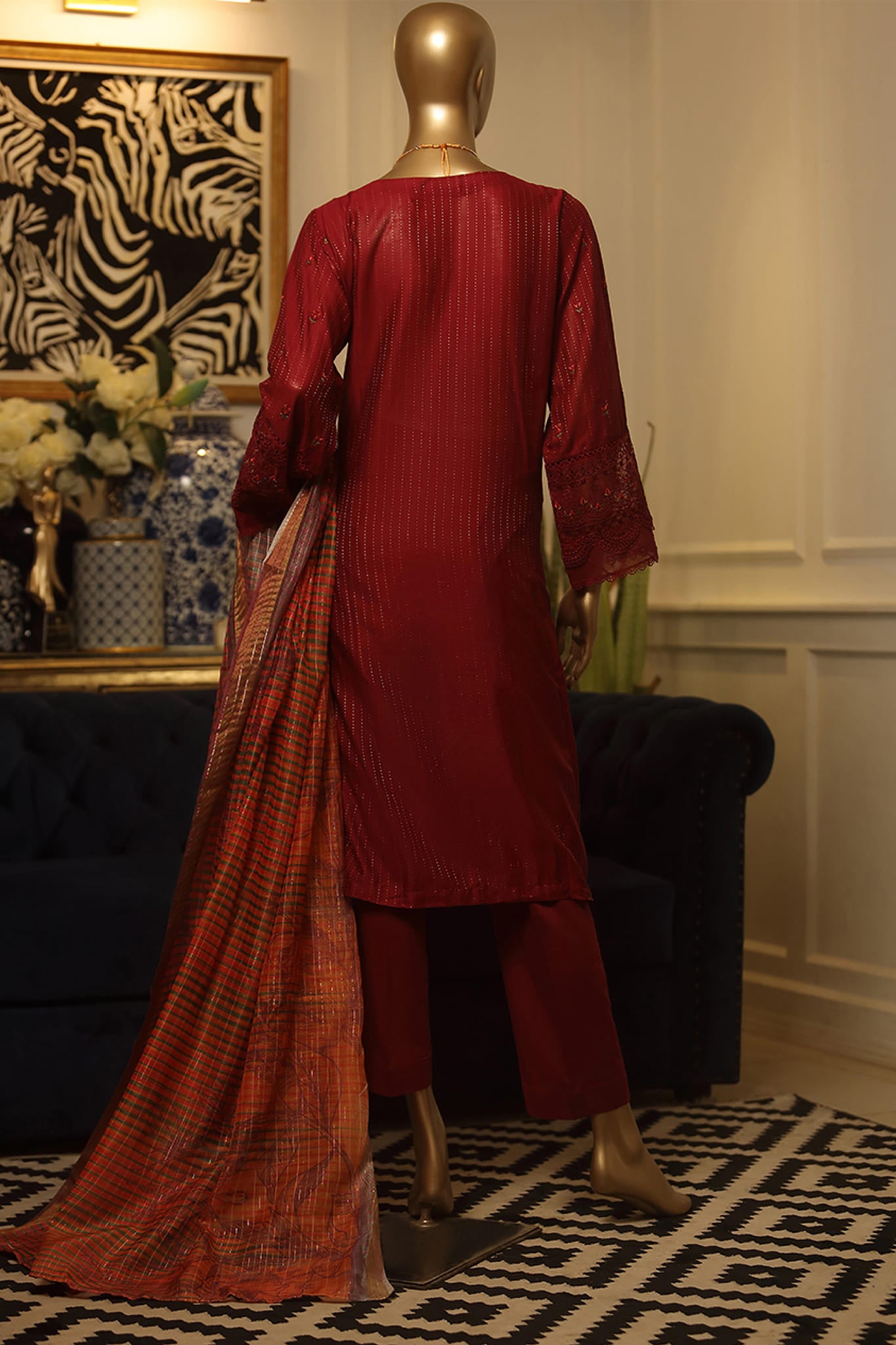 Mehtab by Bin Saeed Stitched 3 Piece Chikankari Cotton Vol-01 Collection'2022-ZW-02-Maroon