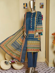 Bin Saeed 3 Piece Stitched Mid Summer Cotton Vol-02 Collection'2021-C-1637-Blue