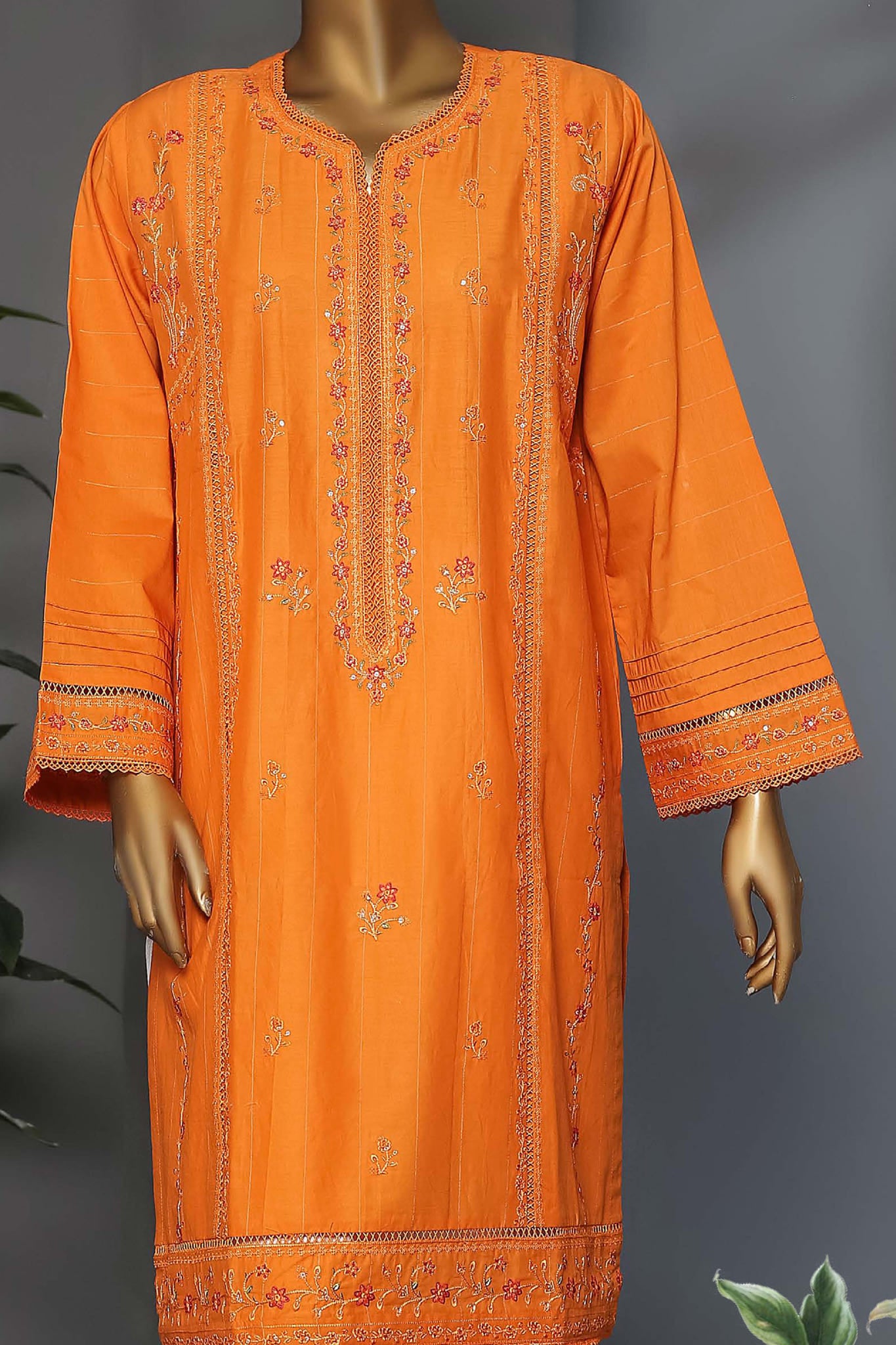 Ayzel by Bin Saeed Stitched Embroidered Cotton Kurti Vol-02 Collection'2022-FL-019-Peach