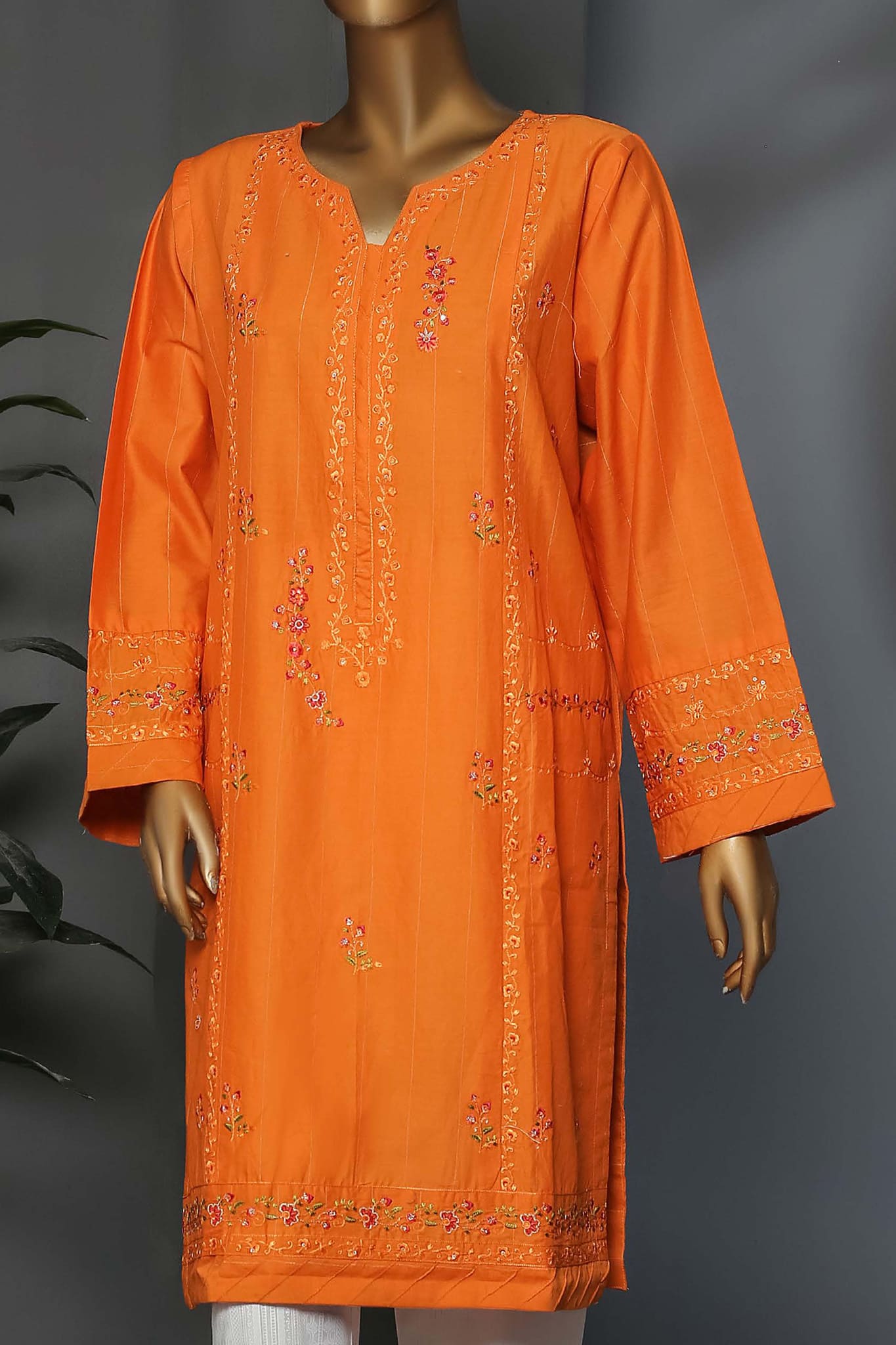 Ayzel by Bin Saeed Stitched Embroidered Cotton Kurti Vol-02 Collection'2022-FL-040-Orange
