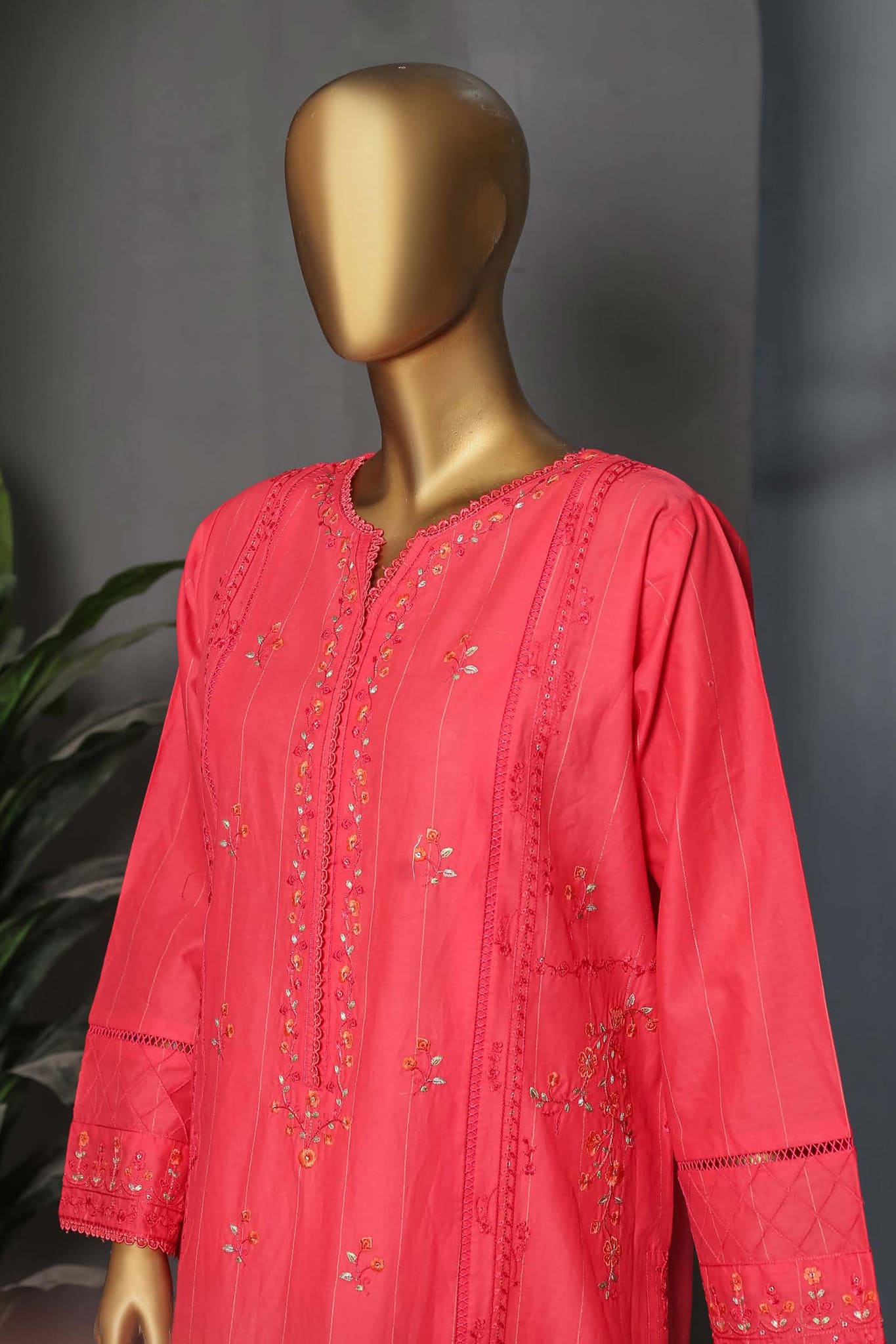 Ayzel by Bin Saeed Stitched Embroidered Cotton Kurti Vol-02 Collection'2022-FL-023-Pink