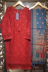 Sada Bahar Stitched 3 Piece Emb Chikankari Vol-05 Collection'2022-CKL-38-Red