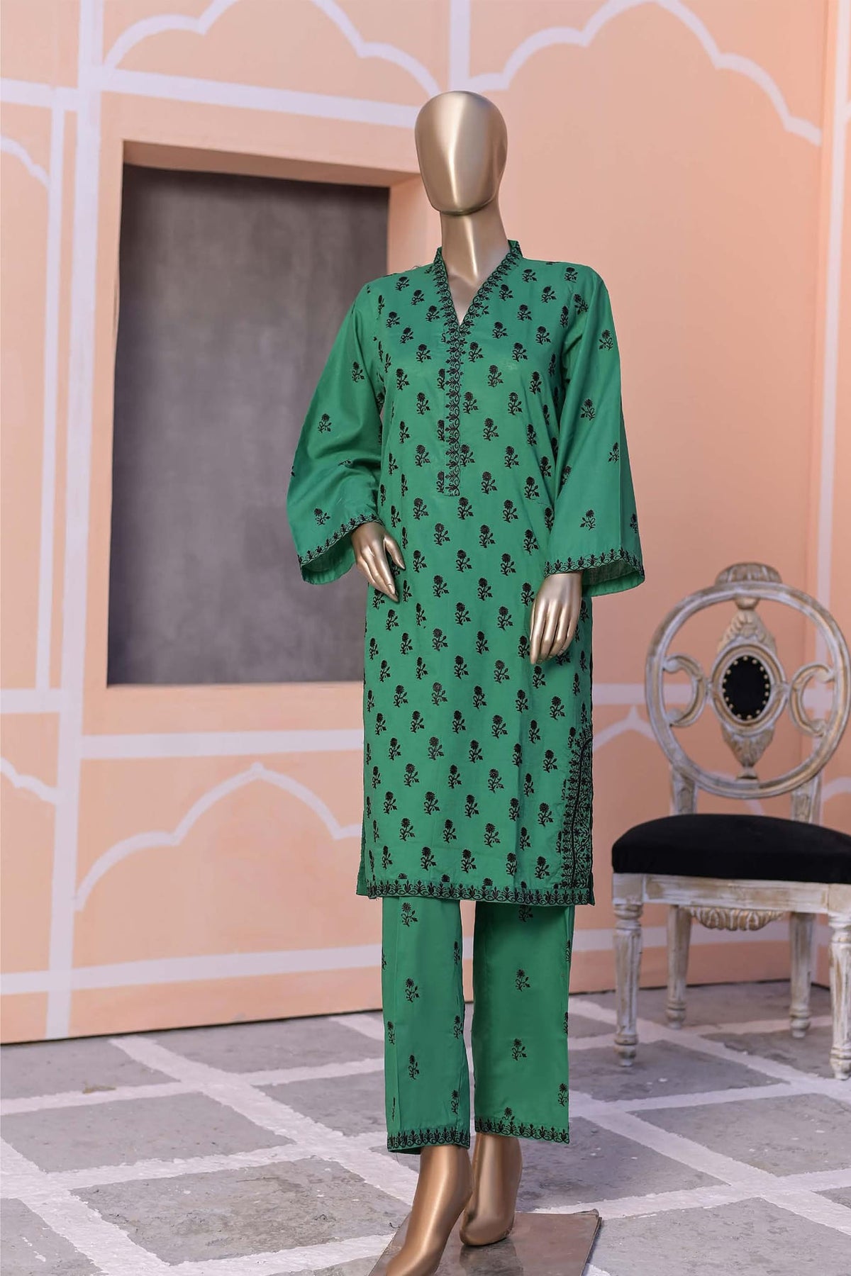 Rozana by Bin Saeed Stitched 2 Piece Embroidered Lawn Collection'2023-CMFT-016-B.Green
