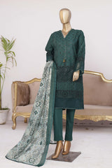 Bin Saeed Stitched 3 Piece Embroidered Chikankari Collection'2023-CMFT-0021-Green