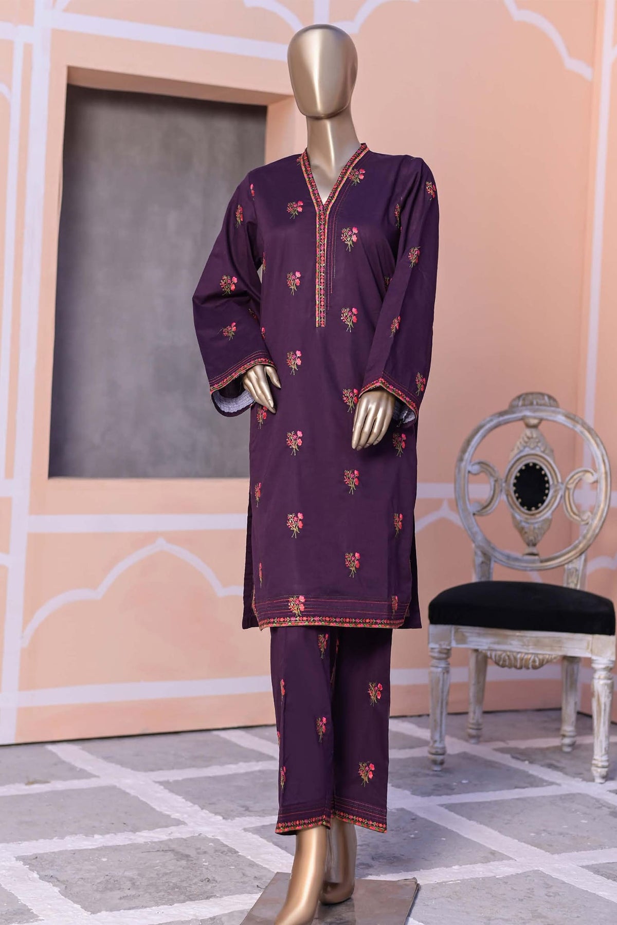 Rozana by Bin Saeed Stitched 2 Piece Embroidered Lawn Collection'2023-CMFT-004-Purple