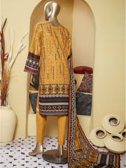 Bin Saeed 3 Piece Stitched Mid Summer Cotton Vol-02 Collection'2021-C-1607-Yellow