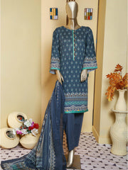 Bin Saeed 3 Piece Stitched Mid Summer Cotton Vol-02 Collection'2021-C-1627-Blue