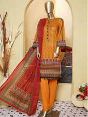Bin Saeed 3 Piece Stitched Mid Summer Cotton Vol-02 Collection'2021-C-1632-Yellow
