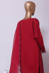 Sada Bahar Stitched 3 Piece Cotton Silk Chikankari Collection'2023-CS-CK-05-Maroon