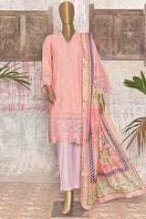 Bin Saeed Stitched 3 Piece Embroidered Chikankari Collection'2022-FTS-16-Peach