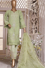 Bin Saeed Stitched 3 Piece Embroidered Organza Vol-41 Collection'2022-MSD-32-L.Green