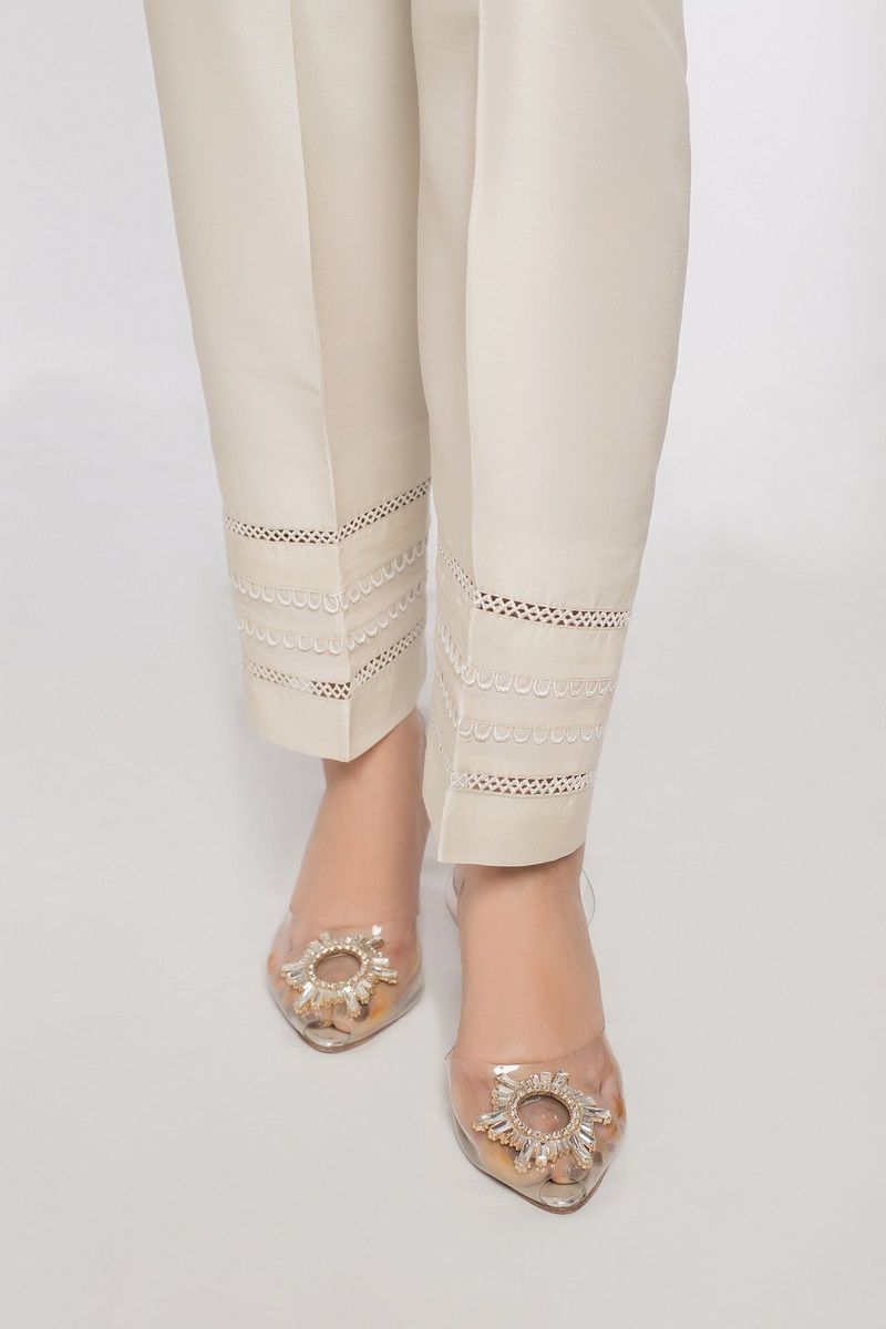 Sada bahar Stitched Trouser Collection'2022-TR-116-Off White
