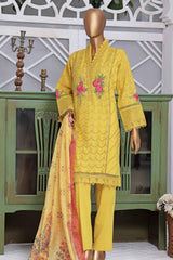 Bin Saeed Stitched 3 Piece Embroidered Pret Chikankari Collection'2022-HTS-05-Yellow