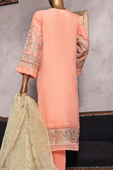 Bin Saeed Stitched 3 Piece Embroidered Organza Vol-41 Collection'2022-MSD-26-Peach