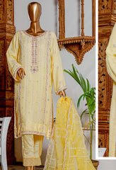 Bin Saeed Stitched 3 Piece Embroidered Chiffon Collection'2022-HEFC-029-Yellow