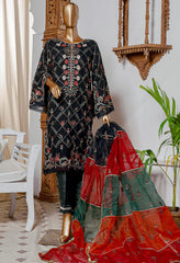 Bin Saeed Stitched 3 Piece Embroidered Chiffon Collection'2022-ZEFC-04-Black