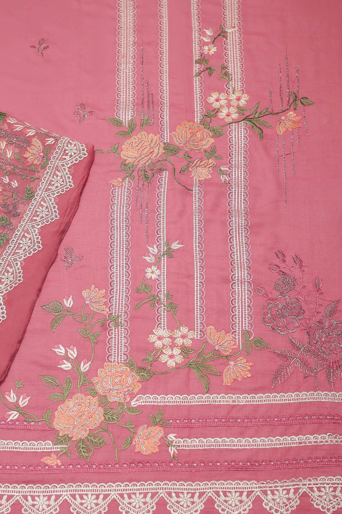 Millat Arts by Shomi Unstitched 3 Piece Embroidered Linen Collection'2023-D-1871-Pink