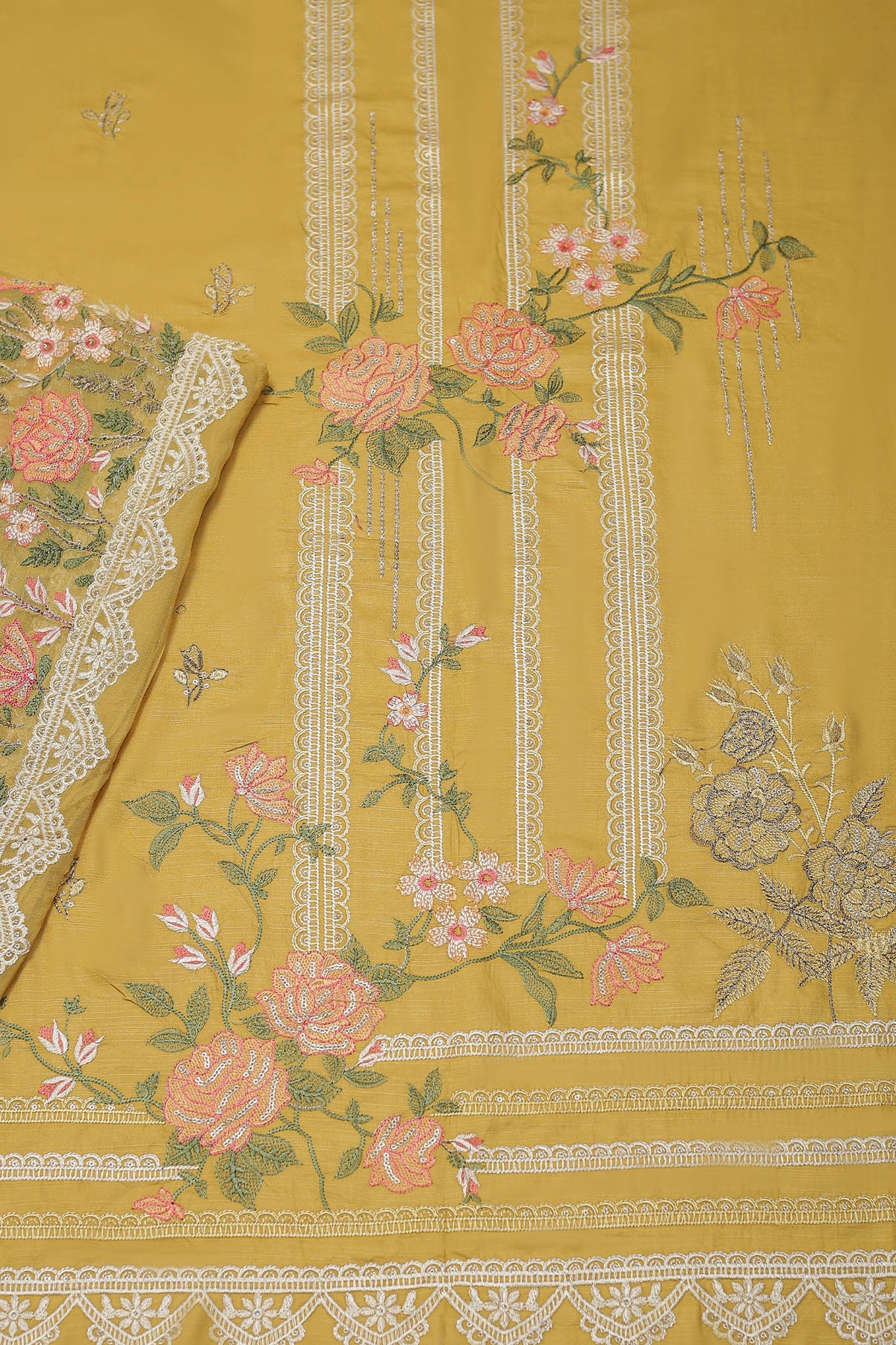 Millat Arts by Shomi Unstitched 3 Piece Embroidered Linen Collection'2023-D-1871-Yellow