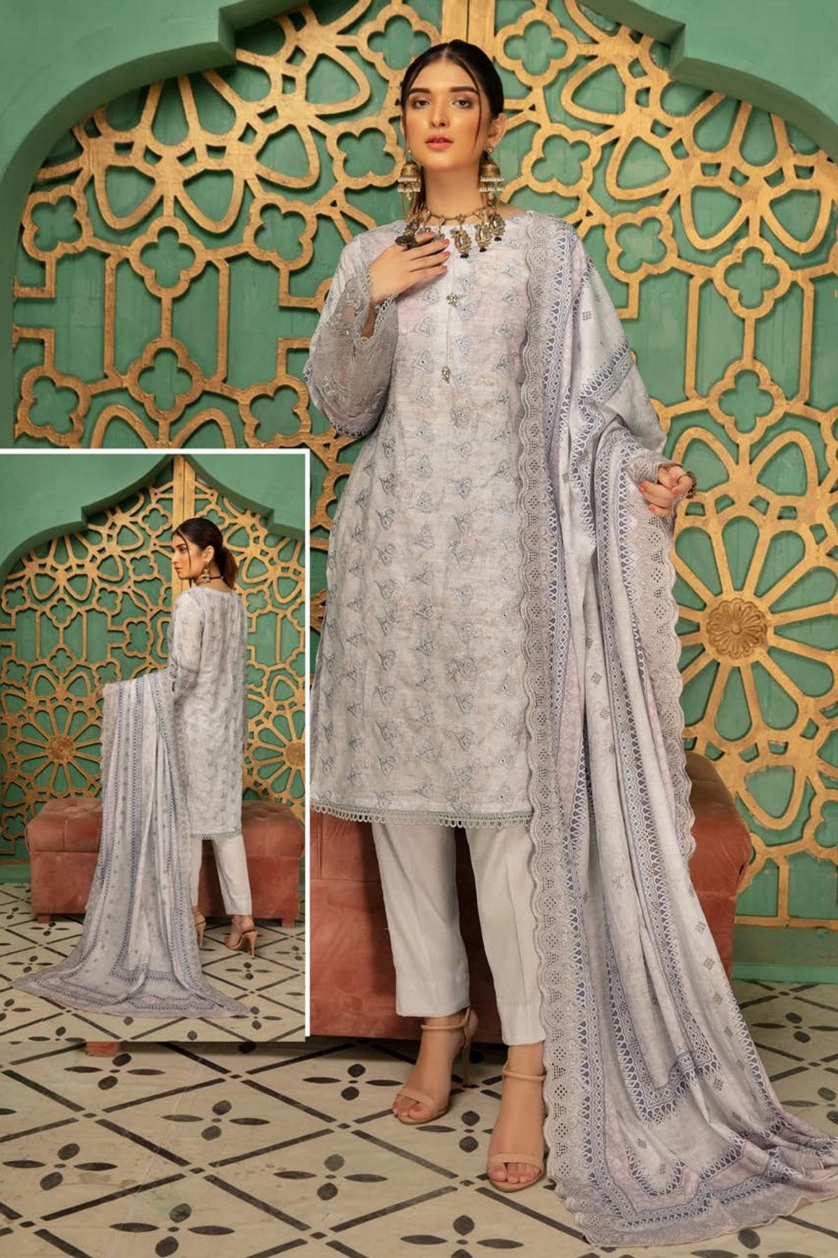 Mehmal by Shaista Unstitched 3 Piece Lawn collection'2021-MHS-431