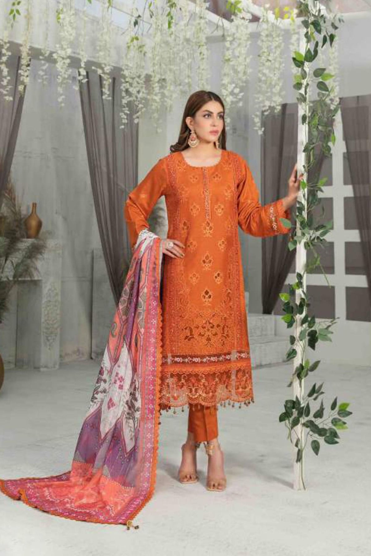 Esin by Tawakkal Semi Stitched 3 Piece Embroidered Laserkari Collection'2022-E-7488