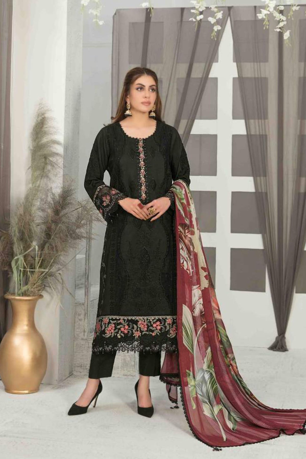 Esin by Tawakkal Semi Stitched 3 Piece Embroidered Laserkari Collection'2022-E-7491