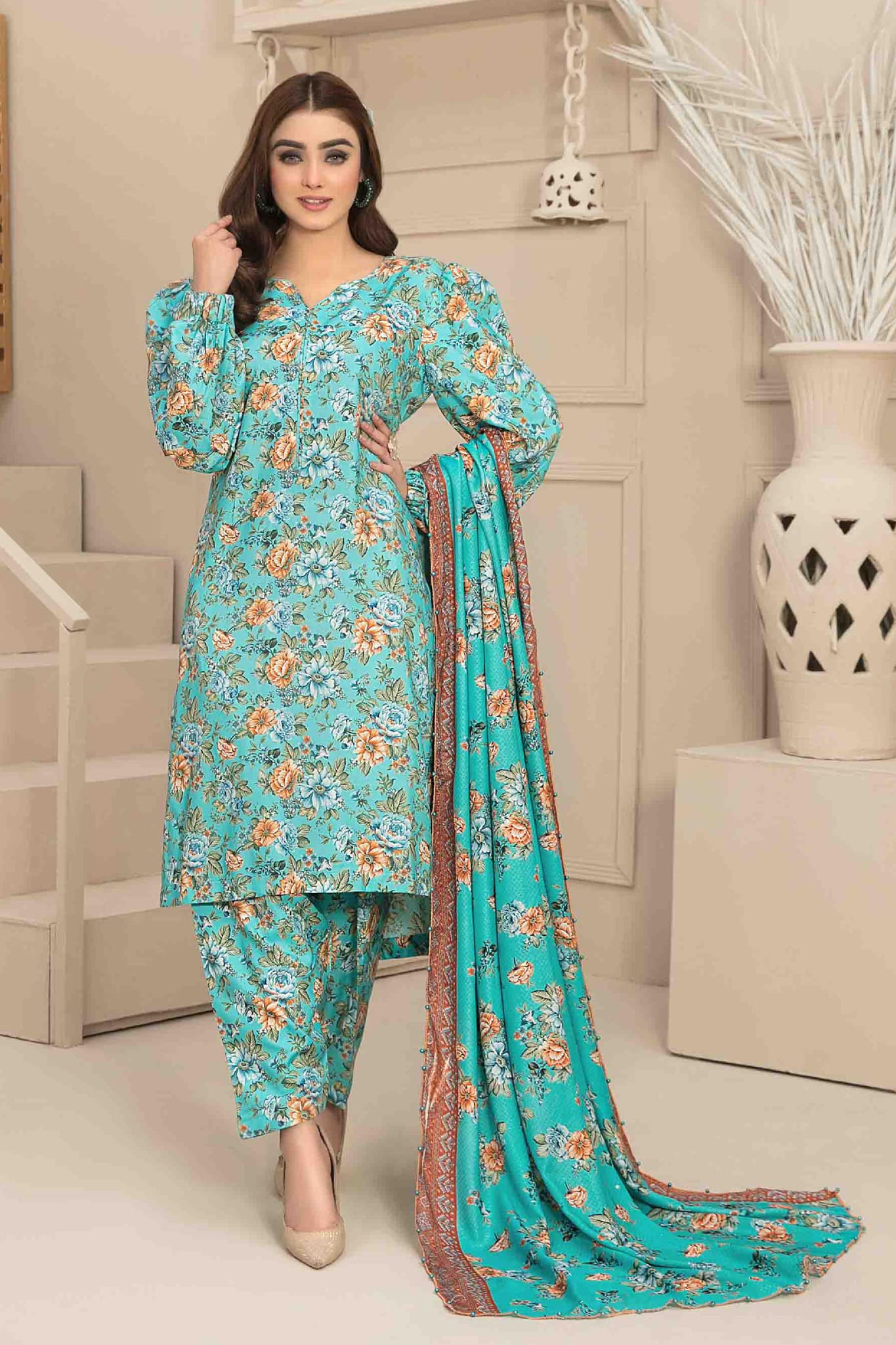 Manahil by Tawakkal Unstitched 3 Piece Digital Printed Linen Collection'2022-M-8039