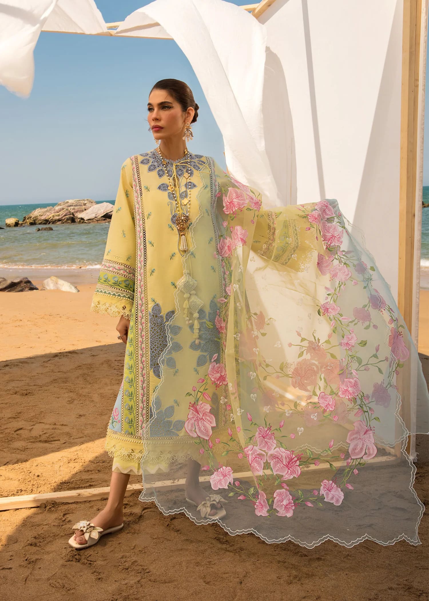 Crimson Unstitched 3 Piece Eid Luxury Lawn Collection'2023-05-B-An Ode to Cross Stitch