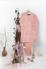 Amna Khadija Stitched 3 Piece Pret Chikankari Lawn Vol-01 Collection'2022-DES-03-Pink