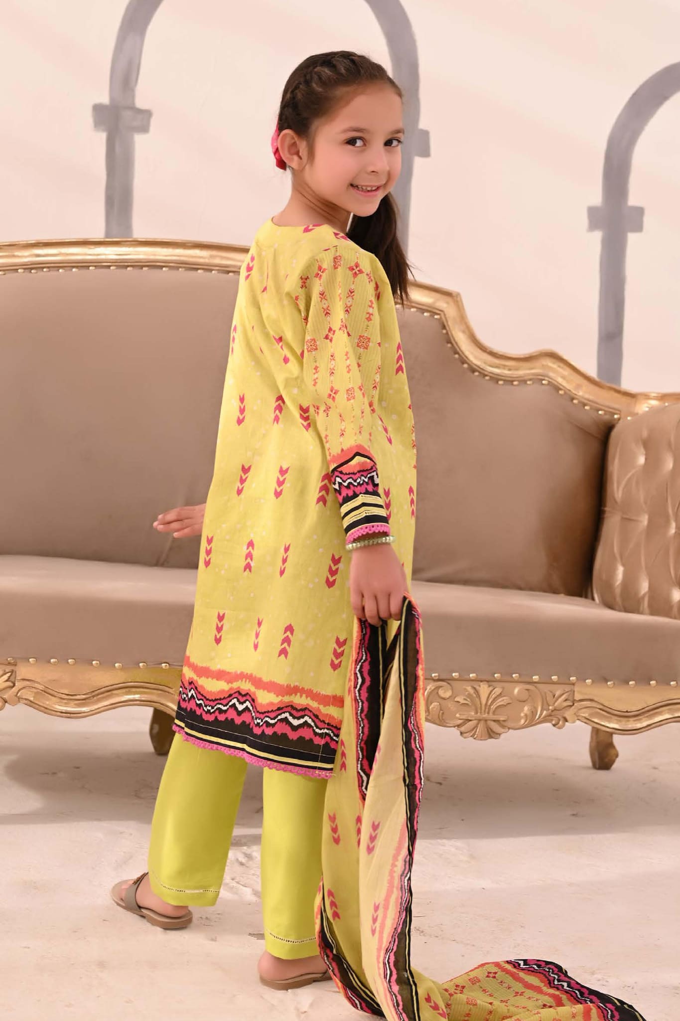 Mother Daughter by Suntex Fabrics Stitched 3 Piece Lawn Kids Collection'2023-OS-2302-Yellow