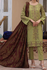 Rafia Stitched 3 Piece Emb Khaddar Collection'2021-DPKH-13-Green