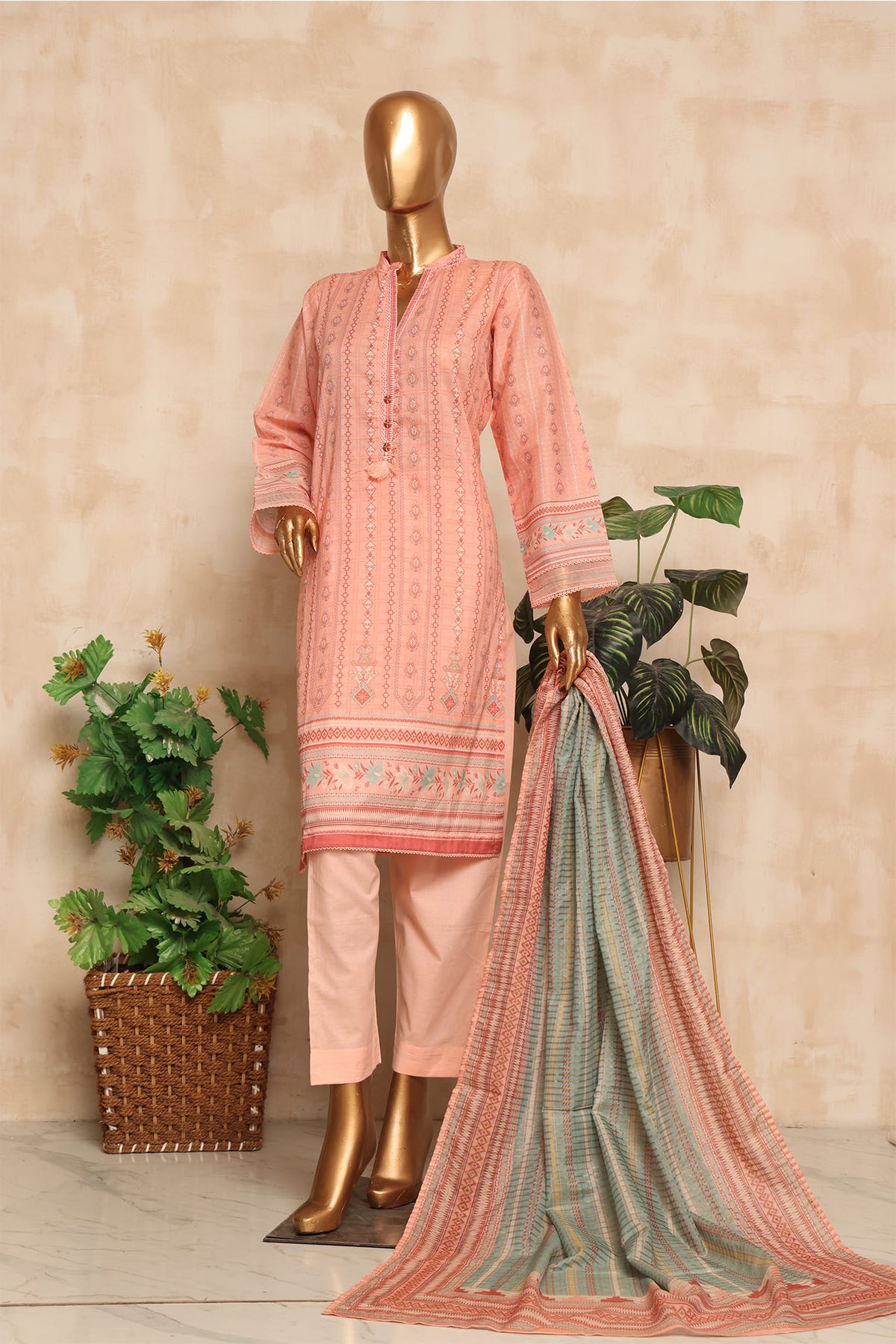 Sada Bahar Stitched 3 Piece Printed Lawn Collection'2023-DPL-1078-Pink
