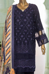 Bin Saeed Stitched 3 Piece Dhanak Winter Shawl Vol-02 Collection'2022-SM-012-N.Blue