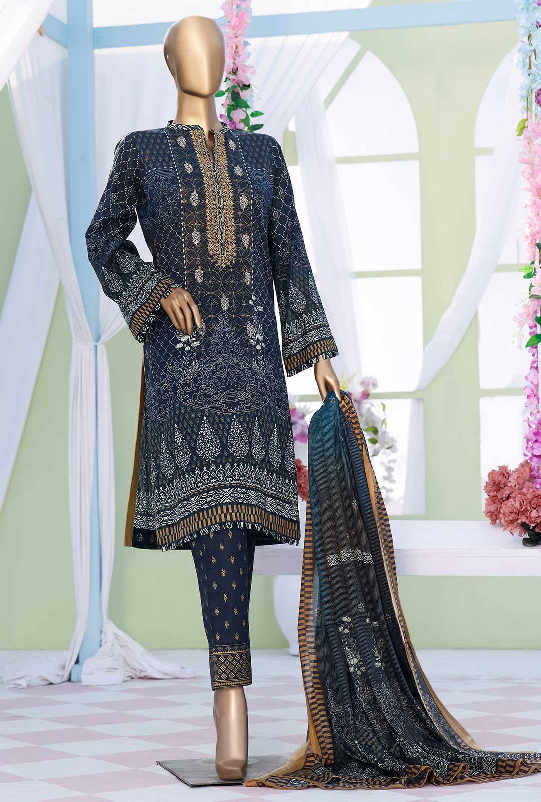 HZ Unstitched Diamond Supreme Zehab Lawn Collection'2021-DSZ-1068-B