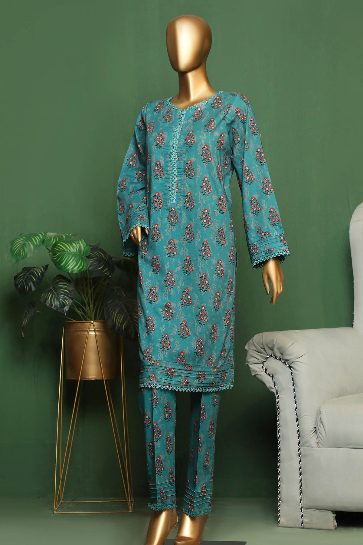 Elmas by Bin Saeed Stitched 2 Piece Printed Cotton Collection'2022-CKF-079-Green