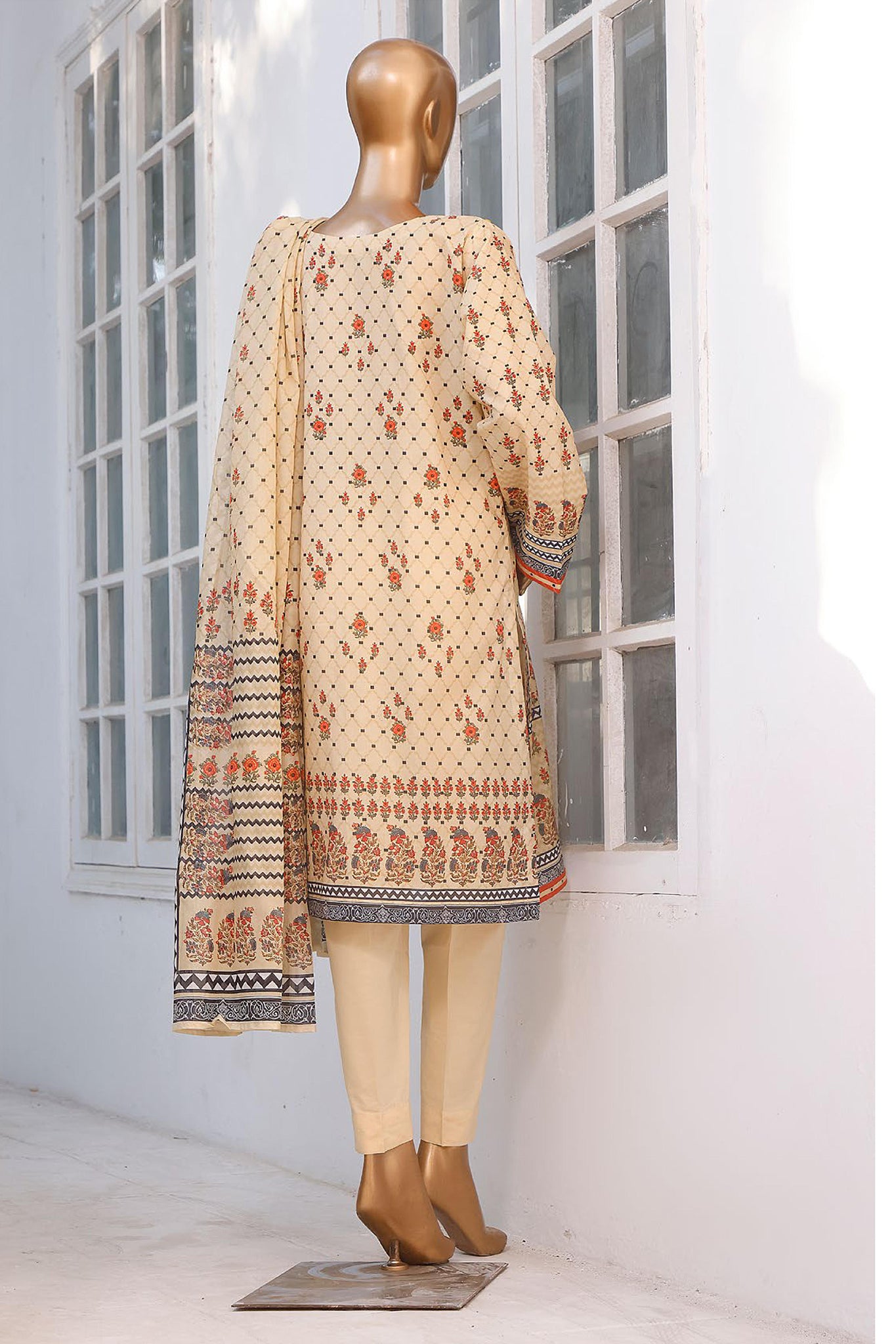 Bin Saeed Stitched 3 Piece Embroidered Lawn Collection'2022-F-0031-Skin