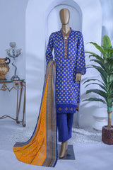 Bin Saeed Stitched 3 Piece Embroidered Lawn Collection'2022-F-0262-Blue
