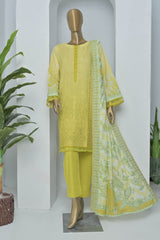 Bin Saeed Stitched 3 Piece Embroidered Lawn Collection'2022-F-0377-Yellow