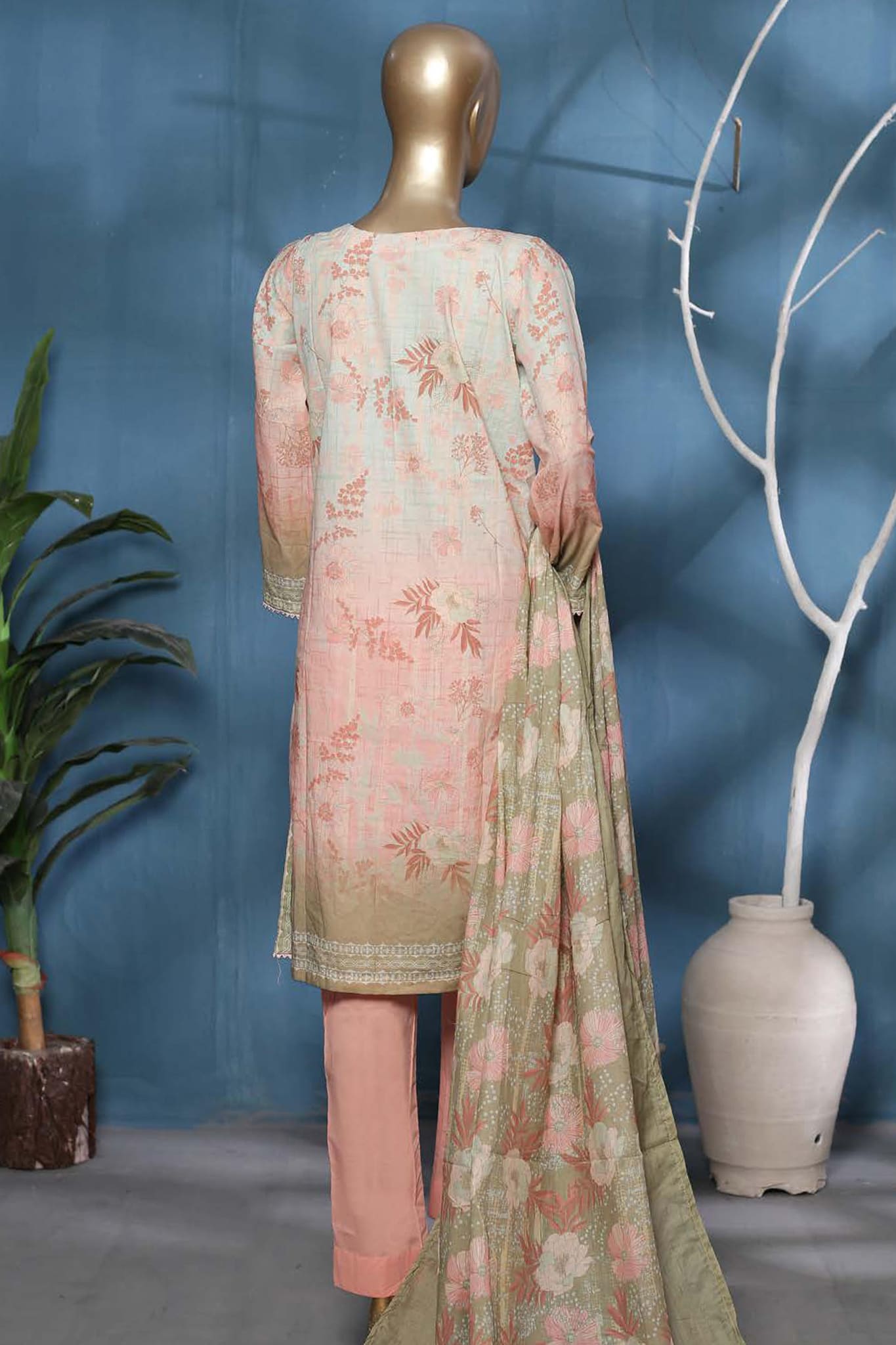 Affifa by Bin Saeed Stitched 3 Piece Embroidered Lawn Vol-01 Collection'2023-F-0404-Pink