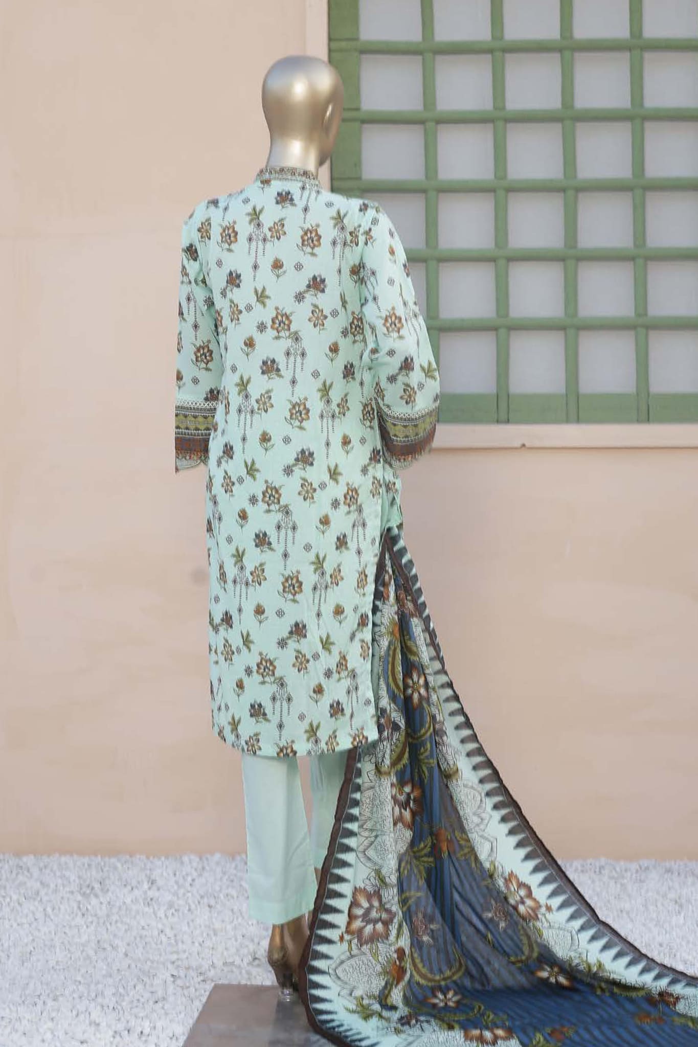 Affifa by Bin Saeed Stitched 3 Piece Embroidered Vol-01 Lawn Collection'2023-F-0617 Pista