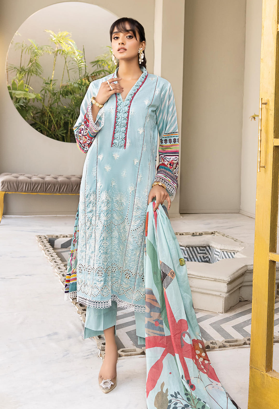 Florent Unstitched 3 Piece Embroidered Lawn Collection'2022-F-10-A