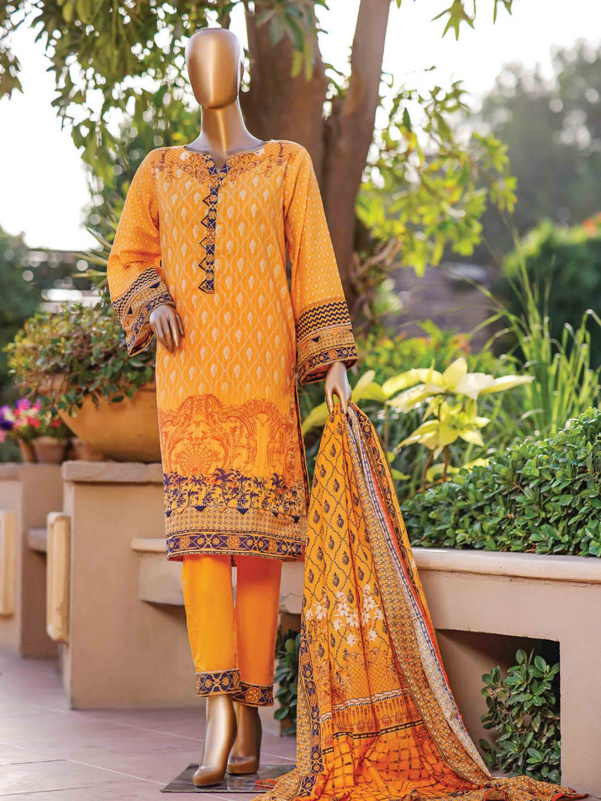 Bin Saeed 3 Piece Stitched Printed Lawn Collection’2021-F-1289-Yellow