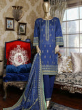 Bin Saeed Festive Stitched 3 Piece Embroidered Lawn Collection’2021-F-1375-Blue