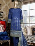 Bin Saeed Festive Stitched 3 Piece Embroidered Lawn Collection’2021-F-1375-Blue