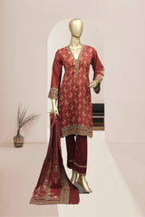 Bin Saeed 3 Piece Stitched Printed Lawn Collection’2021-F-1382-Maroon