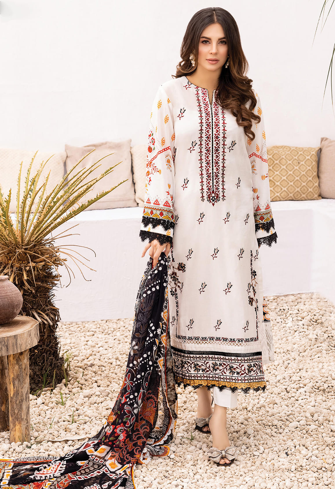 Florent Unstitched 3 Piece Embroidered Lawn Collection'2022-F-01-B