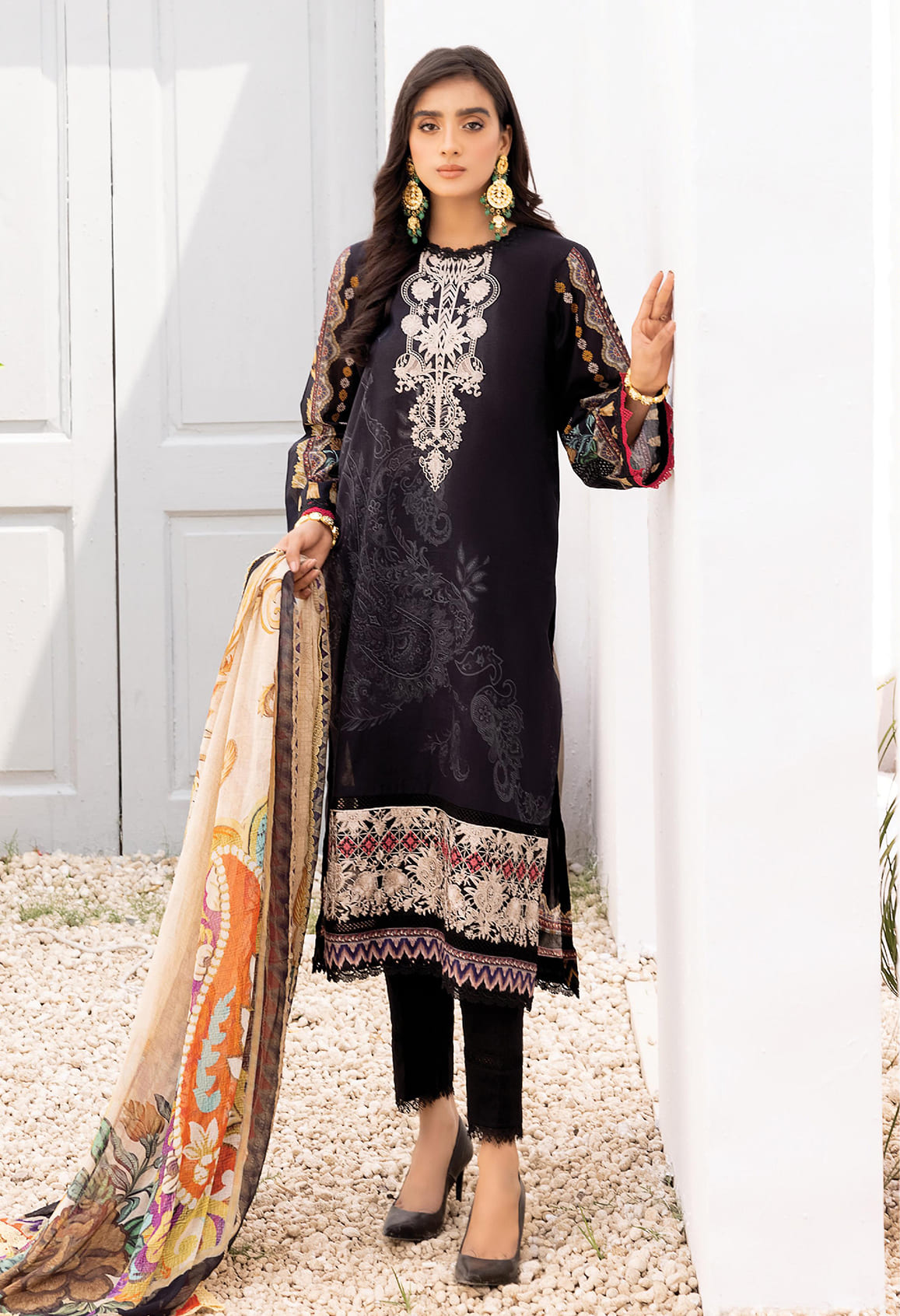 Florent Unstitched 3 Piece Embroidered Lawn Collection'2022-F-03-A