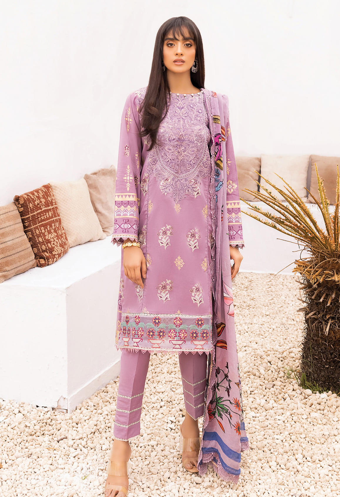 Florent Unstitched 3 Piece Embroidered Lawn Collection'2022-F-04-A
